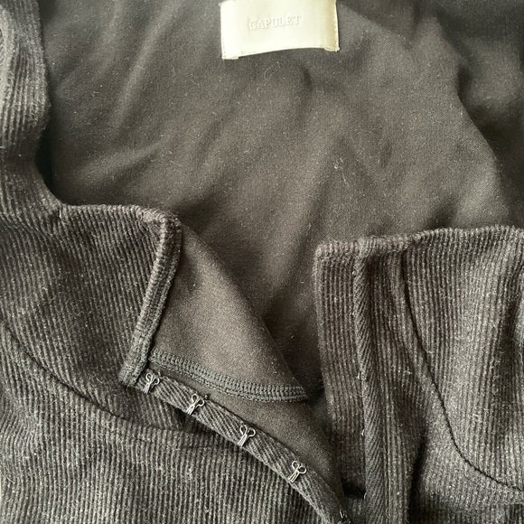 Capulet Ribbed Corset Bodysuit in Charcoal Gray - Picture 4 of 4